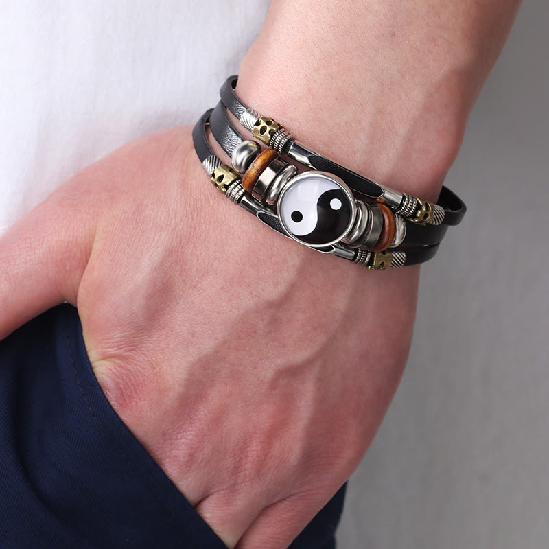 Mythstone Yin Yang Leather Balance Bracelet