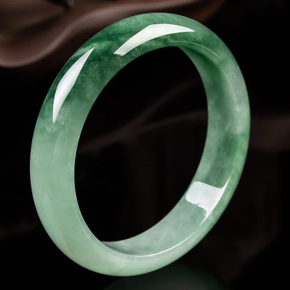 MythStone Natural Jade Fortune Blessing Bangle Bracelet