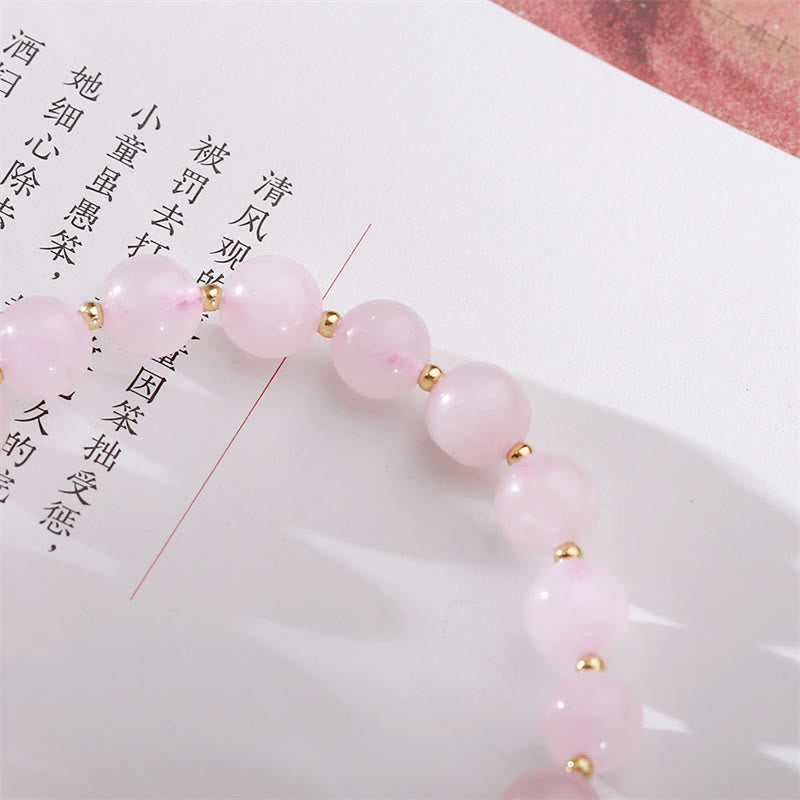 Mythstone Natural Pink Crystal Plum Blossom Love Bracelet