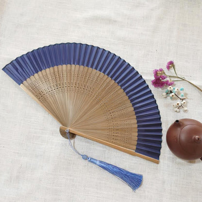 Mythstone Simple Hollow Engraved Handheld Bamboo Folding Fan