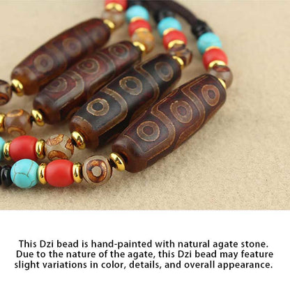 Mythstone Tibetan Nine-Eye Dzi Bead Three-eyed Dzi Bead Protection String Necklaces Pendant