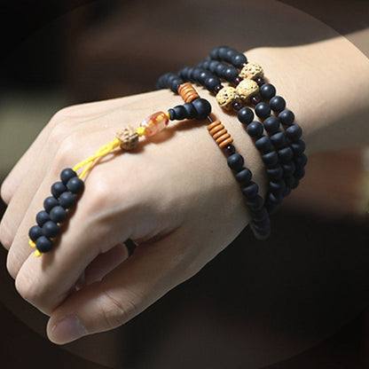 Pulsera curativa de ágata roja con semillas de Bodhi y ciprés tibetano de MythStone