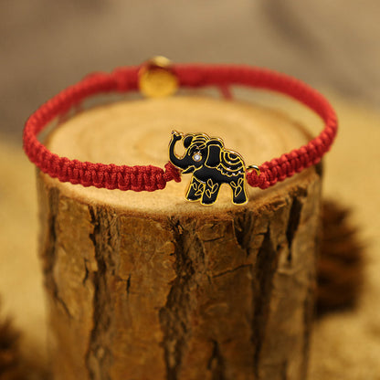 Tibetan Handmade Wise Future Elephant Red String Bracelet