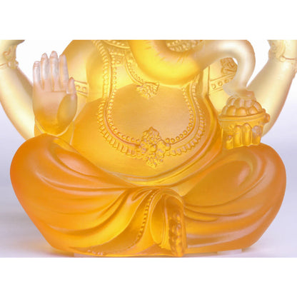 Mythstone Handmade Ganesh Ganpati Elephant Figurine Liuli Crystal Art Piece Protection Statue Home Decoration