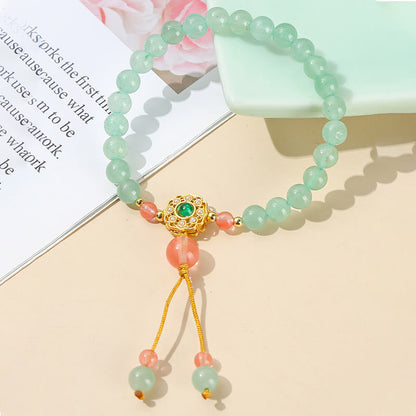 Mythstone Green Aventurine Luck Bead Tassel Bracelet