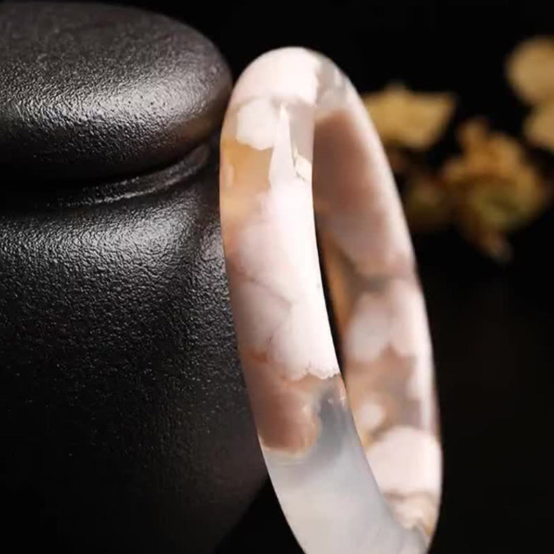 Mythstone Natural Sakura Agate Peace Bracelet Bangle