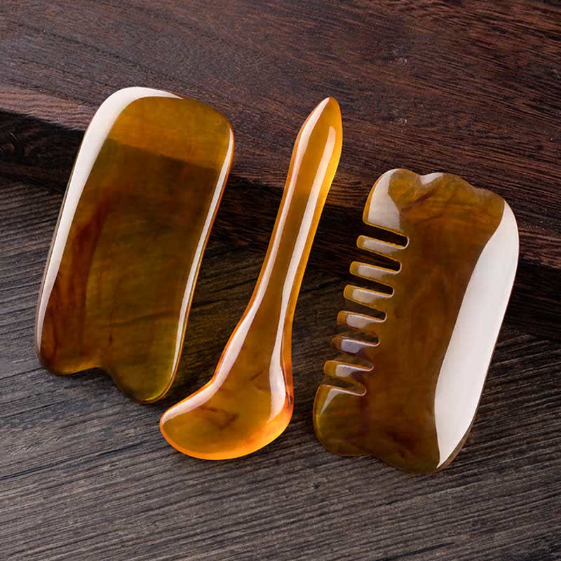 Resin Gua Sha Facial Whole Body Massage Comb Tool Set