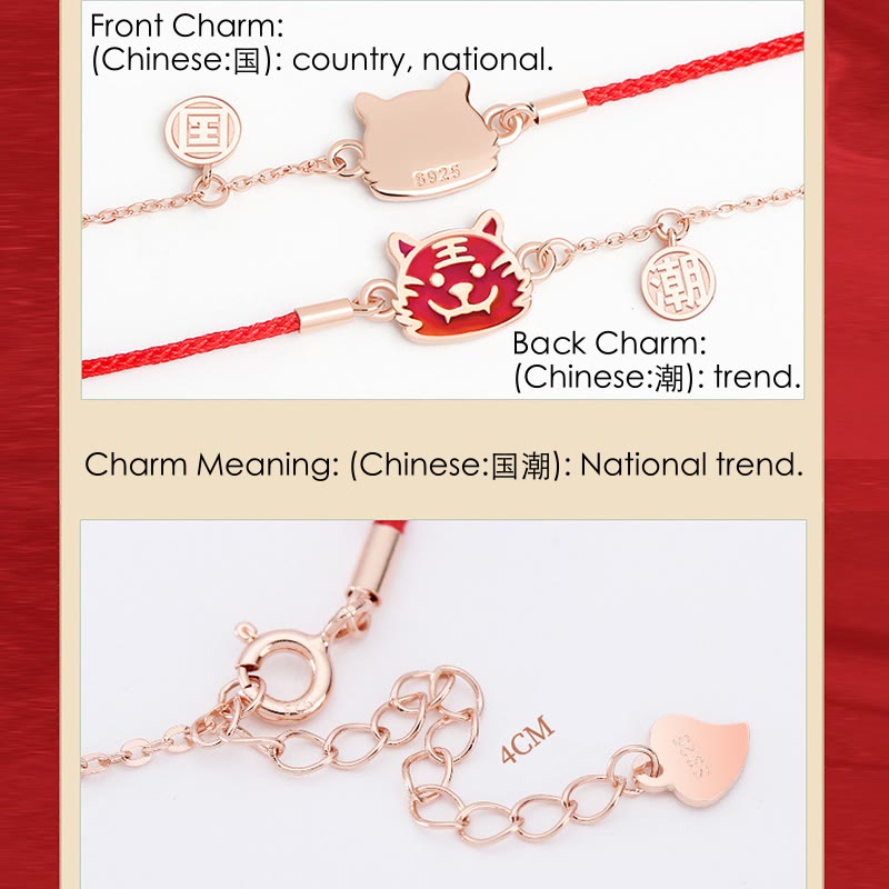 Mythstone 925 Sterling Silver Color-changing Chinese Zodiac Luck Protection Red String Chain Bracelet