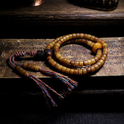 Mythstone Tibet 108 Mala Beads Yak Bone Amber Balance Bracelet