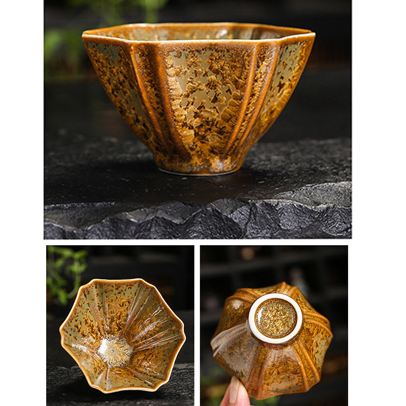 Mythstone Colorful Brown Ceramic Teacup Kung Fu Tea Cup Bowl