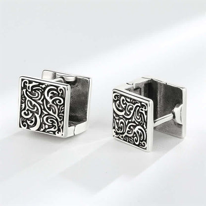 Mythstone Grass Pattern Square Stud Earrings