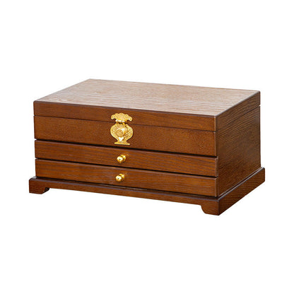 Mythstone Retro Wooden Jewelry Box Three-Layer Jewelry Storage Box