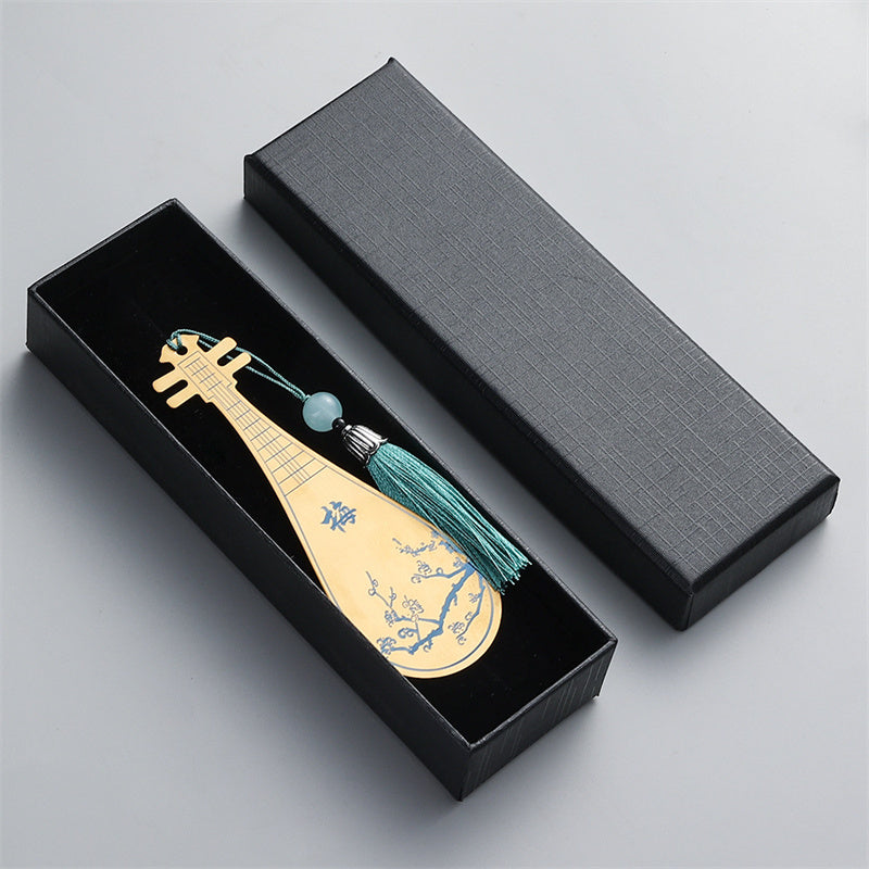 Mythstone Classical Musical Instruments Pipa Guzheng Guqin Ruan Metal Bookmarks Tassel With Gift Box