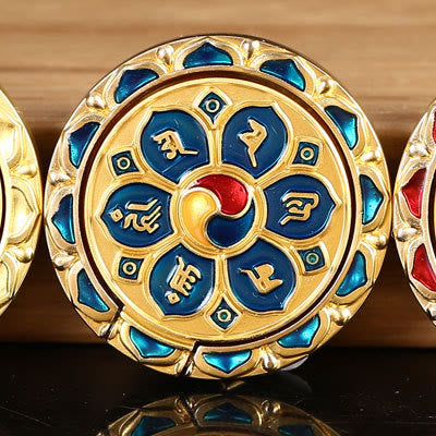 Soporte universal para teléfono con forma de anillo para teléfono con diseño de la paz tibetana Om Mani Padme Hum de Mythstone