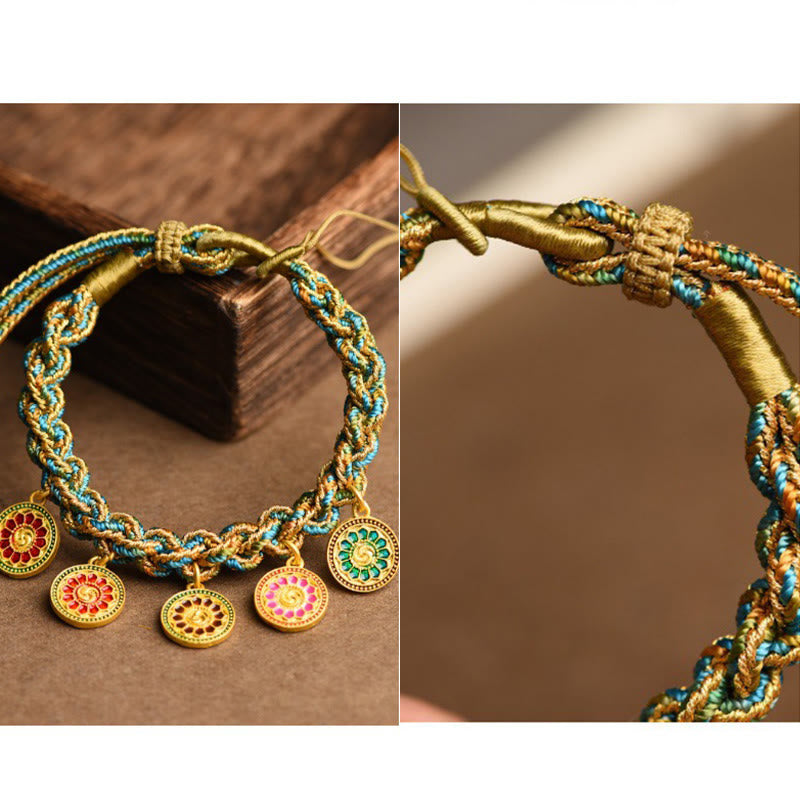 Mythstone Tibetan Five God Of Wealth Luck Handcrafted Braid String Bracelet