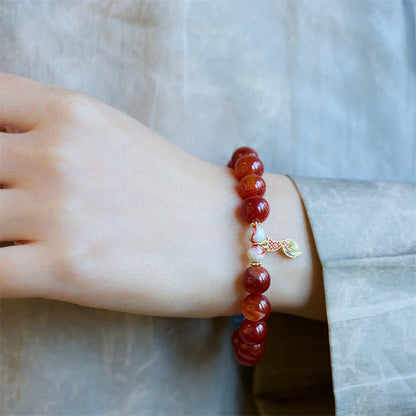 Pulsera con dije de confianza y cola de dragón con carácter Fu y talismán de paz de ágata roja natural de Mythstone 