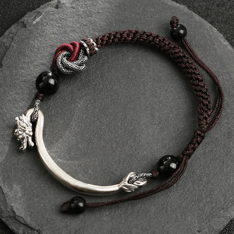 Mythstone 925 Sterling Silver Auspicious Dragon Success Handcrafted Braided Bracelet