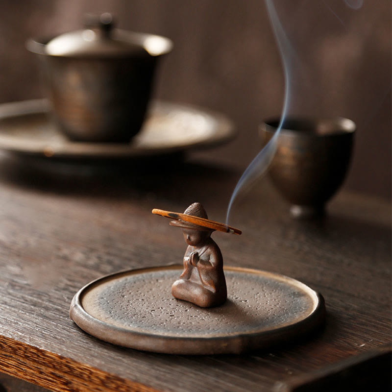 Mythstone Small Person Meditation Ceramic Spiritual Healing Incense Burner