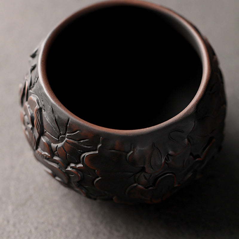 Mythstone Lotus Leaf Flower Landscape Dragon Bamboo Ceramic Teacup Kung Fu Tea Cup Bowl