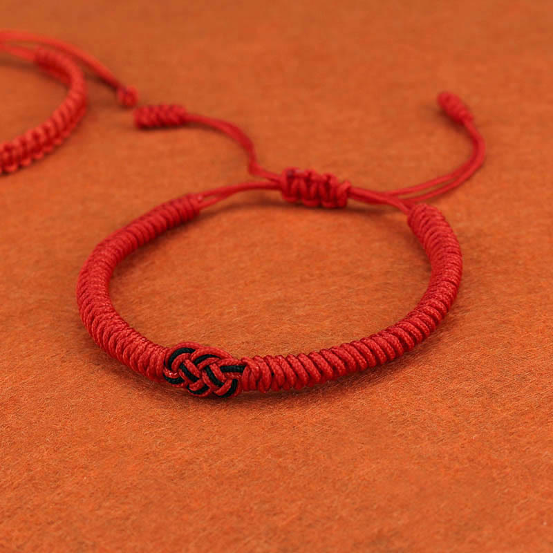 Mythstone 2Pcs Tibetan Luck Chinese Knot Protection String Bracelet