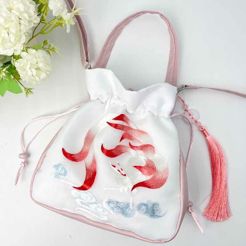 Mythstone Suzhou Embroidery Rabbit Lotus Epiphyllum Peony Magnolia Silk Tote Crossbody Bag Shoulder Bag Handbag