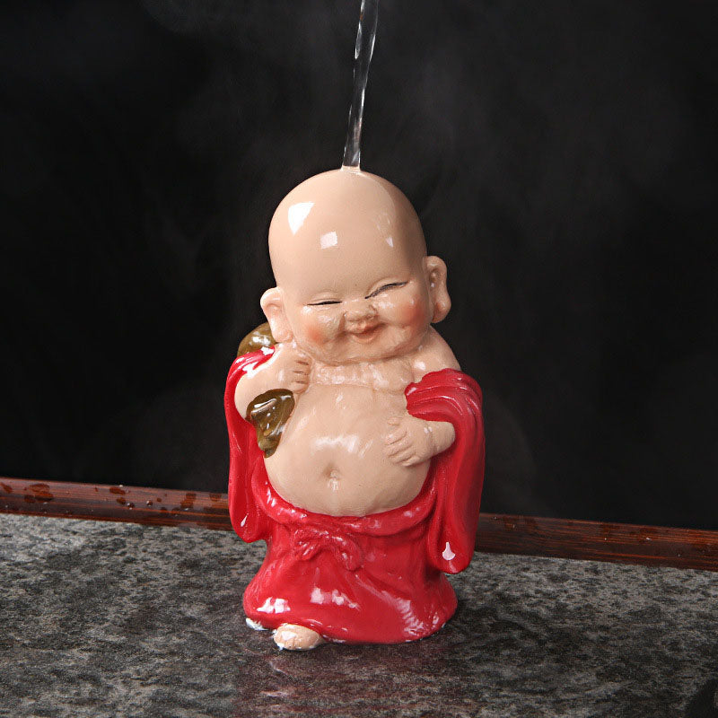 Mythstone Color Changing Laughing Buddha Resin Tea Pet Wealth Home Figurine Decoration