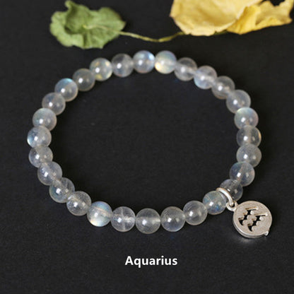 12 Constellations of the Zodiac Moonstone Charming Bracelet