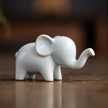 Mythstone Small Ceramic Elephant Home Tea Pet Figurine Desk Decoration