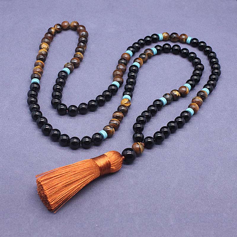 MythStone Tibetan Black Onyx Peaceful Mala Set