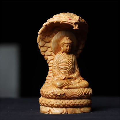 Mythstone Handmade Thuja Sutchuenensis Wood Tathagata Buddha Ward Off Evil Spirits Decoration