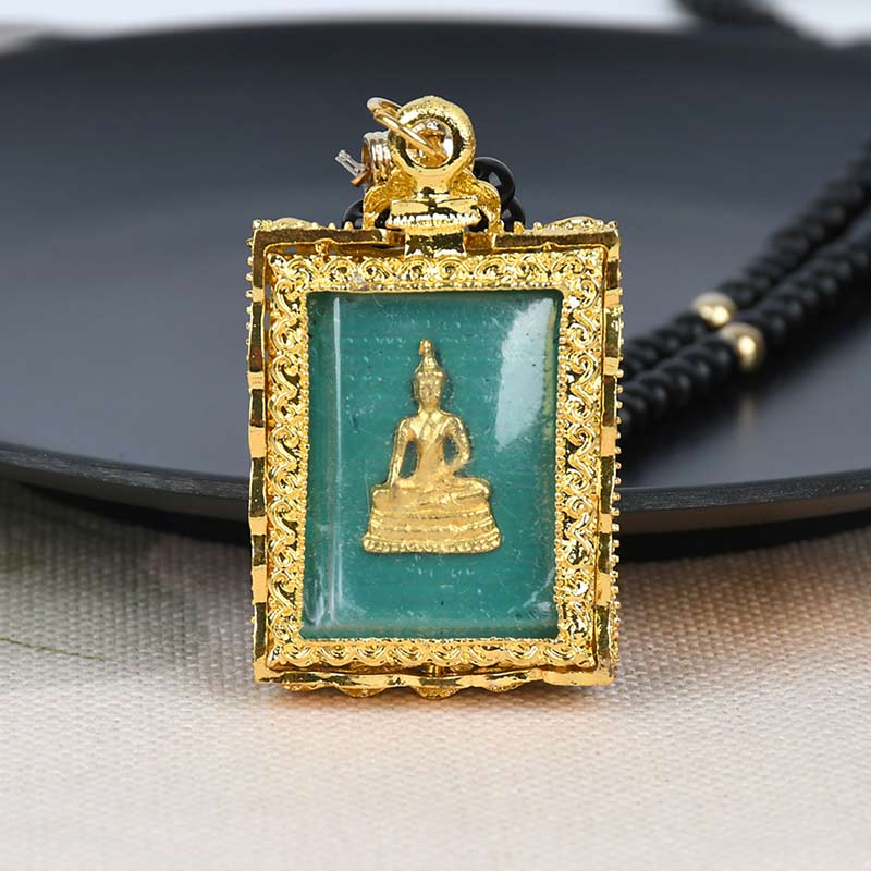 Obsidian Buddha Serenity Pendant Necklace