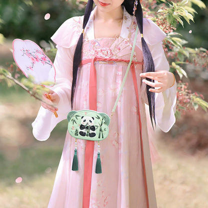 Mythstone Embroidery Lucky Panda Cat Shiba Inu Deer Rabbit Fox Flower Cute Animal Hanfu Bag Crossbody Bag Shoulder Bag