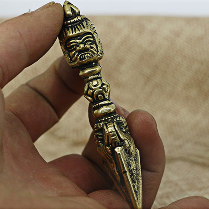 Mythstone Handmade Nepal Small Vajra Dorje Engraved Enlightenment Copper Decoration