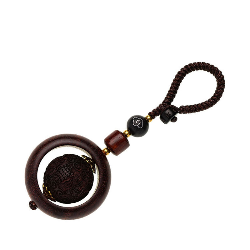 Mythstone Tibetan Small Leaf Red Sandalwood Ebony Luck Protection Rotation Decoration