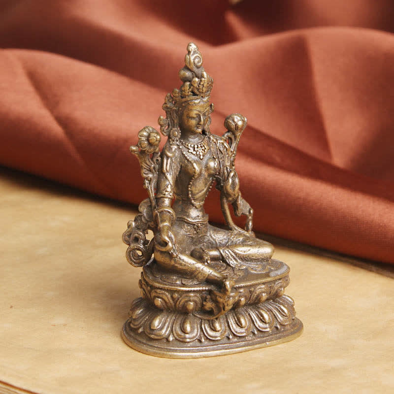 Mythstone Bodhisattva Green Tara Calm Hope Copper Statue Decoration