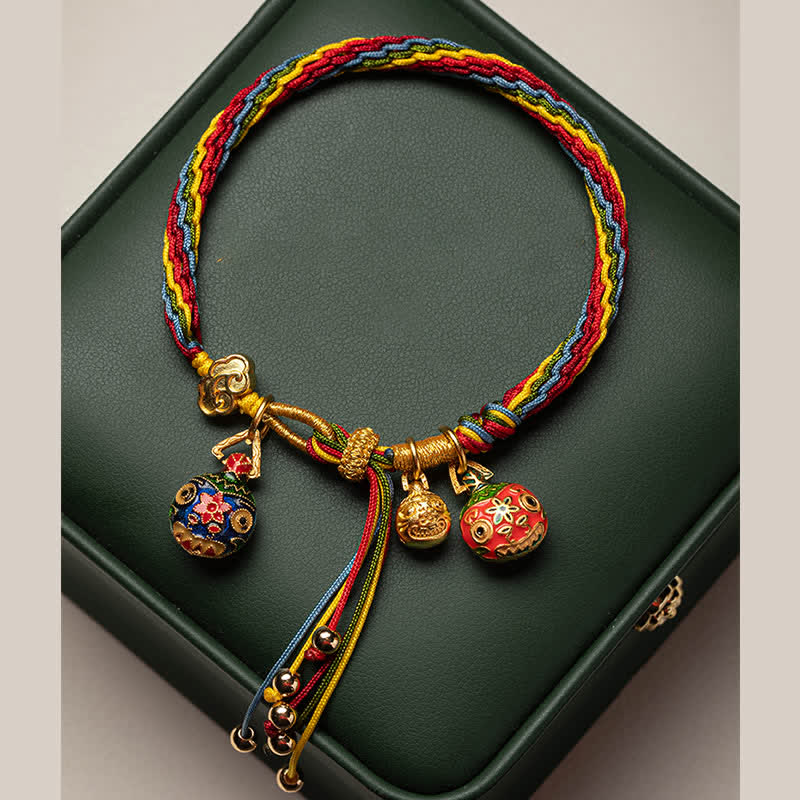 Pulsera de hilo colorido con nudo de reencarnación y suerte familiar con bestia tragadora de oro de Mythstone