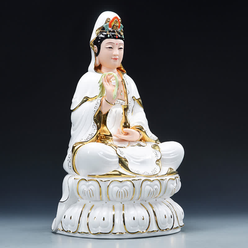 Mythstone Chenrezig Bodhisattva Avalokitesvara Success Ceramic Statue Home Decoration