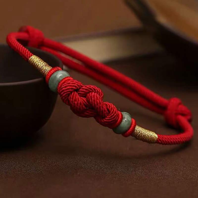 MythStone Red String Jade Luck Fortune Knot Braided Couple Bracelet