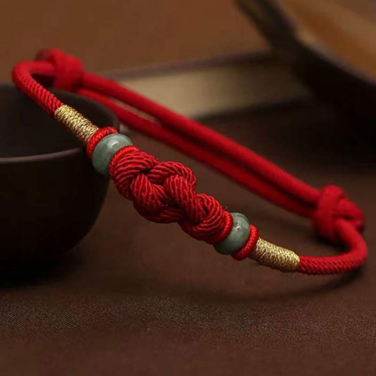 MythStone Red String Jade Luck Fortune Knot Braided Couple Bracelet