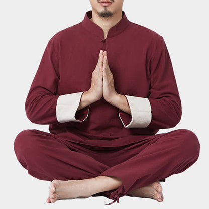 Mythstone Spiritual Zen Meditation Yoga Prayer Practice Cotton Linen Clothing Men's Set