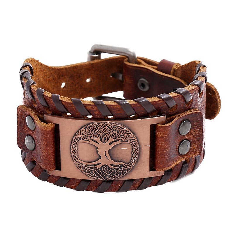 Mythstone Lucky Tree Of Life Balance Leather Bracelet