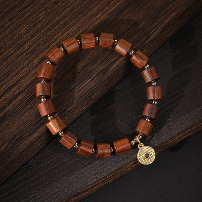 Mythstone Natural Rosewood Barrel Beads Warmth Bracelet