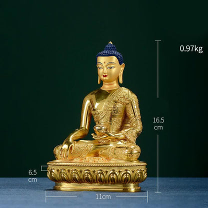 Mythstone Buddha Shakyamuni Figurine Enlightenment Copper Statue Home Offering Decoration