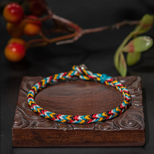 Mythstone Tibet Handmade Five Color Thread Protection Braid String Bracelet