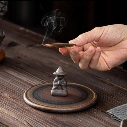 Mythstone Small Person Meditation Ceramic Spiritual Healing Incense Burner