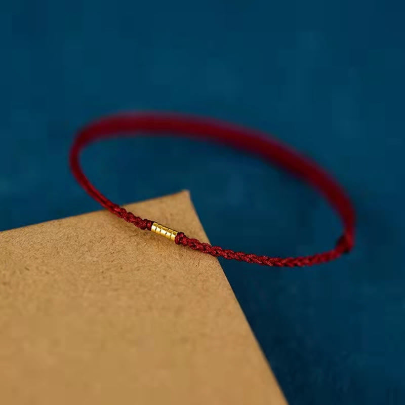 Pulsera de tobillo con hilo trenzado de cuentas doradas de la suerte en plata de ley 925 Mythstone