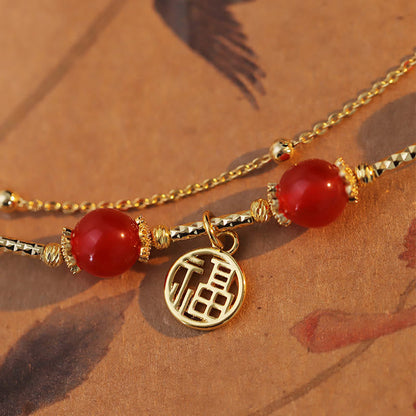 Pulsera de autoaceptación con dije de personaje Fu de ágata roja de Mythstone 