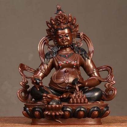 Mythstone Yellow Jambhala Bodhisattva Figurine Compassion Copper Statue Home Office Decoration