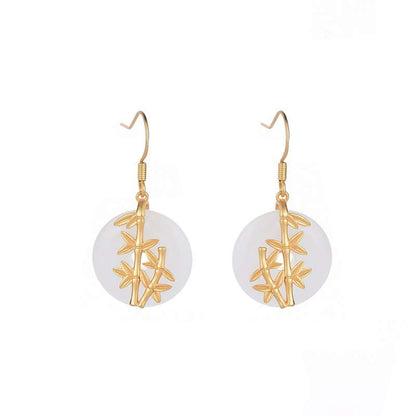 Mythstone FengShui White Jade Fortune Earrings