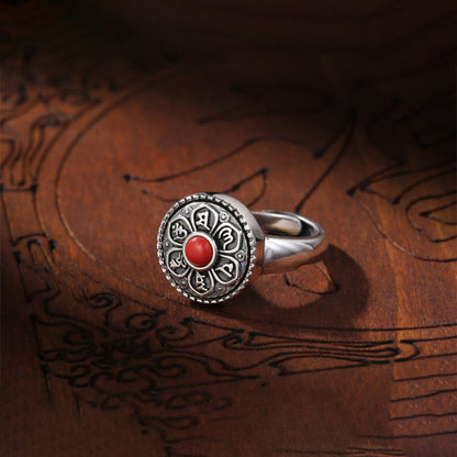 Mythstone Tibetan Om Mani Padme Hum Peace Rotatable Ring